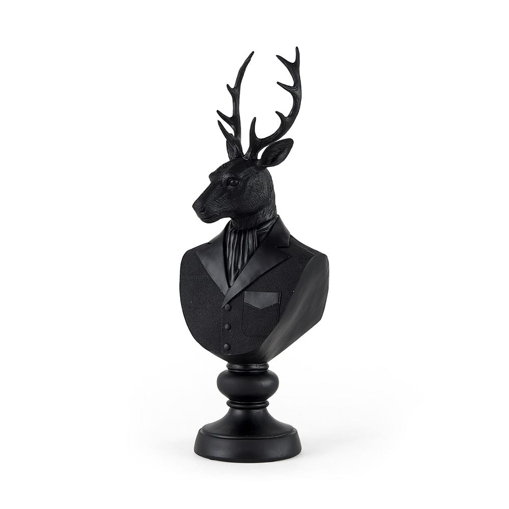 Mercana - Mozart 8.2L x 6.0W x 22.5H Black Painted Resin Deer Bust - 69288 view 1