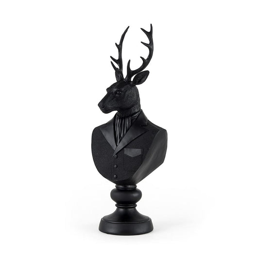 Mercana - Mozart 8.2L x 6.0W x 22.5H Black Painted Resin Deer Bust - 69288 view 1