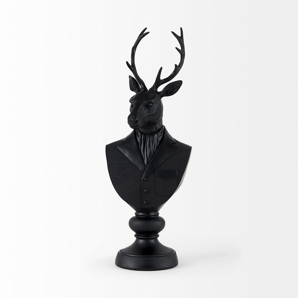 Mercana - Mozart 8.2L x 6.0W x 22.5H Black Painted Resin Deer Bust - 69288 view 2