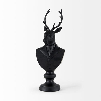 Mercana - Mozart 8.2L x 6.0W x 22.5H Black Painted Resin Deer Bust - 69288 view 2
