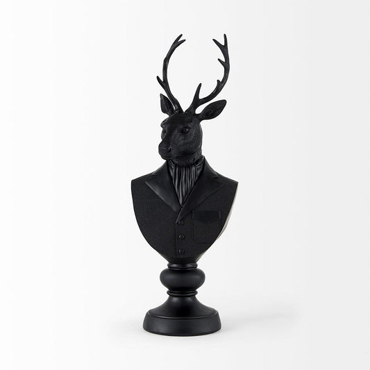 Mercana - Mozart 8.2L x 6.0W x 22.5H Black Painted Resin Deer Bust - 69288 view 2