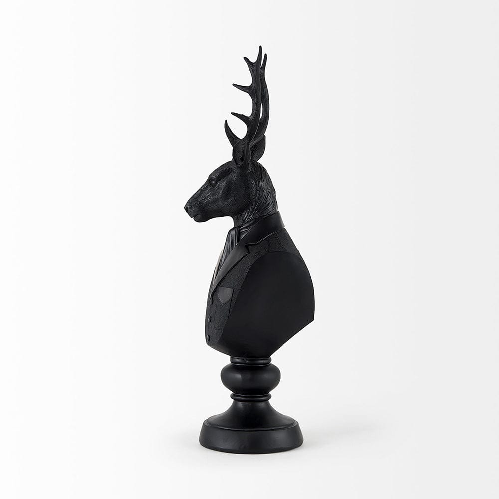 Mercana - Mozart 8.2L x 6.0W x 22.5H Black Painted Resin Deer Bust - 69288 view 3