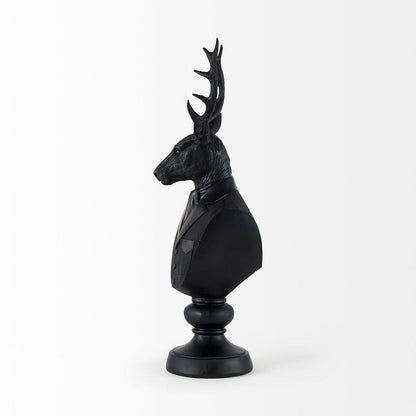 Mercana - Mozart 8.2L x 6.0W x 22.5H Black Painted Resin Deer Bust - 69288 view 3