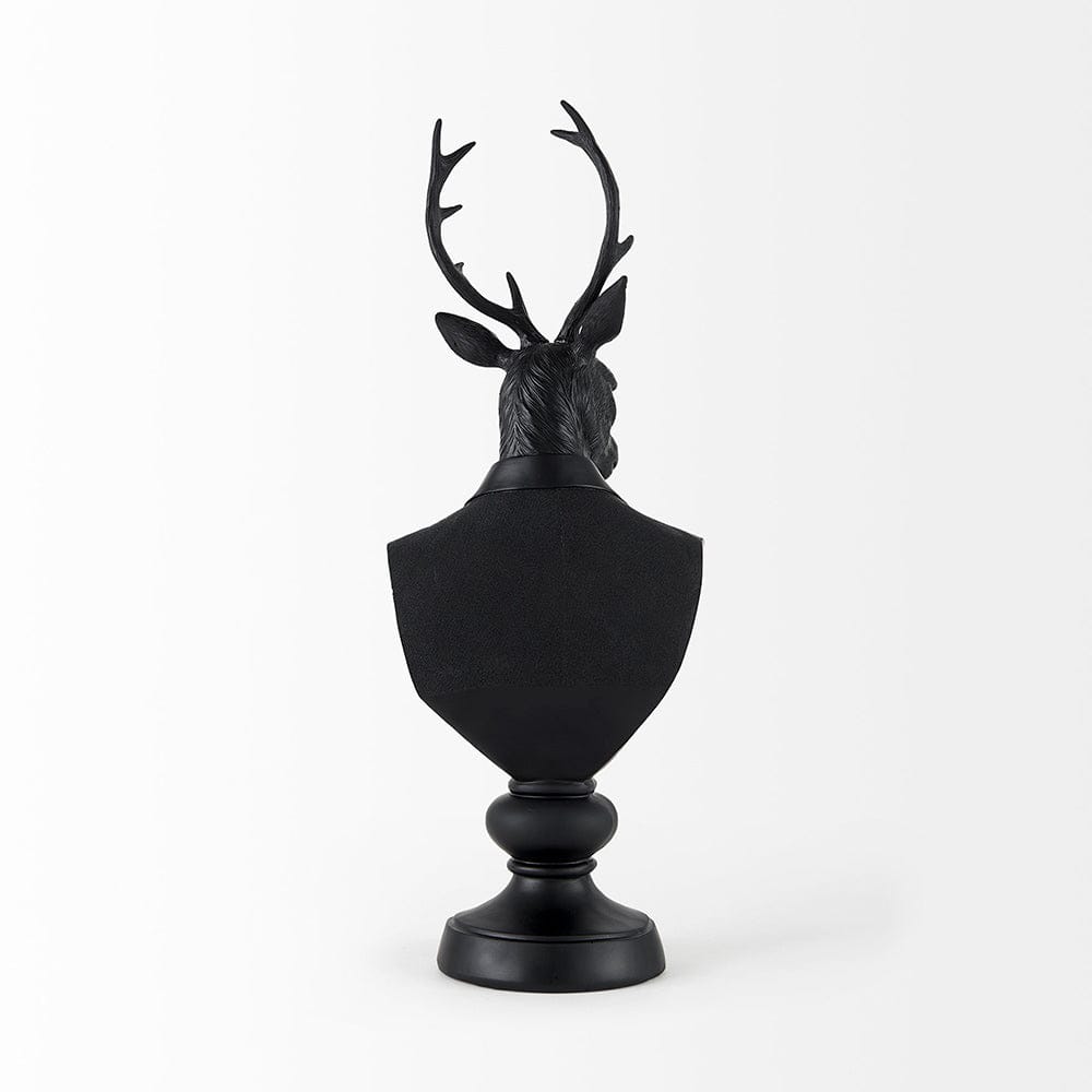 Mercana - Mozart 8.2L x 6.0W x 22.5H Black Painted Resin Deer Bust - 69288 view 4