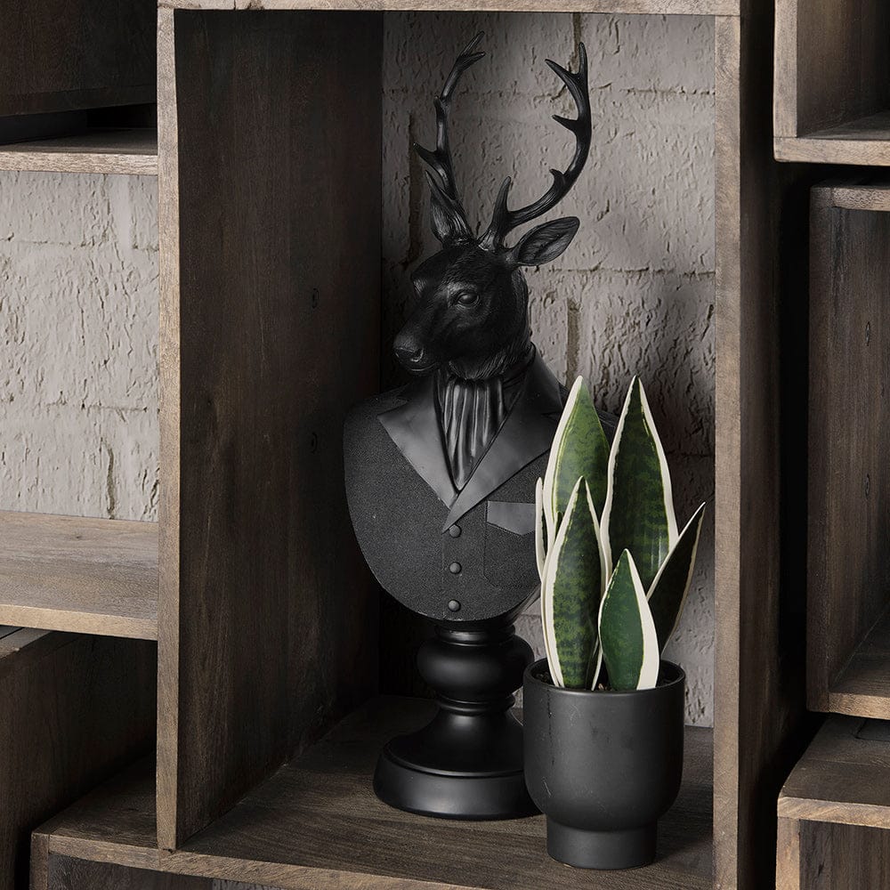 Mercana - Mozart 8.2L x 6.0W x 22.5H Black Painted Resin Deer Bust - 69288 view 10