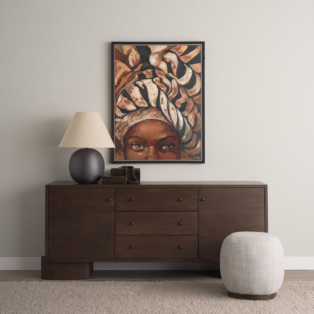 Mercana - Mud Cloth Head Scarf I by Mercana Studio a Hand Embellished Textured Framed Canvas - 102653-FS view 9