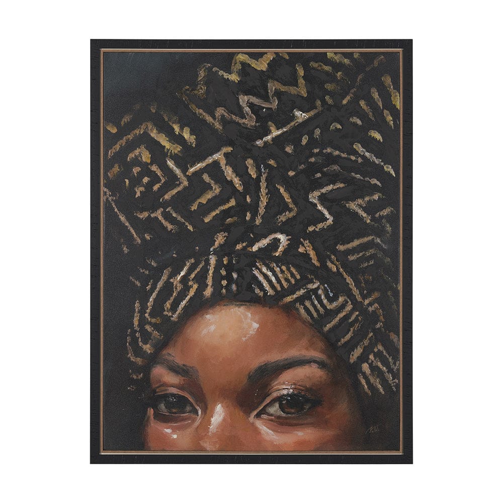 Mercana - Mud Cloth Head Scarf II by Mercana Studio a Hand Embellished Textured Framed Canvas - 102654-FS view 1