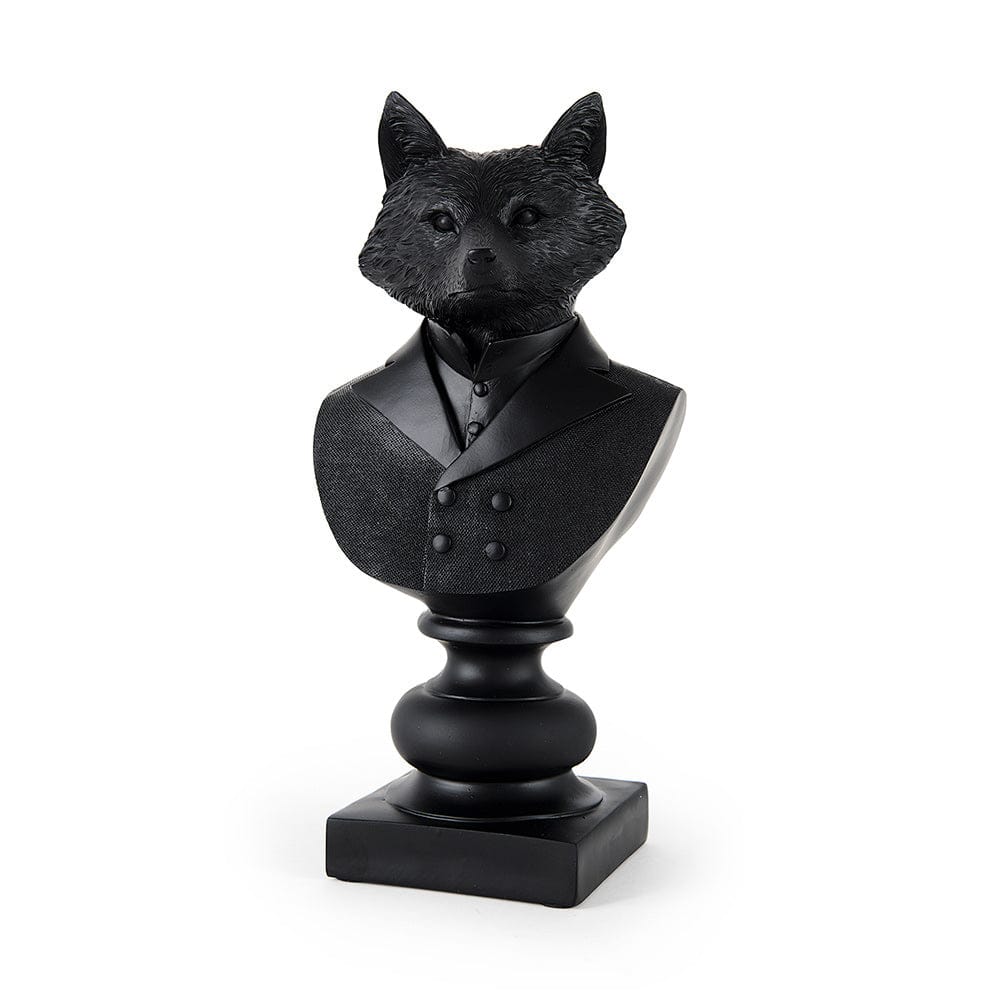 Mercana - Murray 6.0L x 4.5W x 13.0H Black Painted Resin Fox in a Suit Bust - 69287 view 1