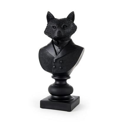 Mercana - Murray 6.0L x 4.5W x 13.0H Black Painted Resin Fox in a Suit Bust - 69287 view 1
