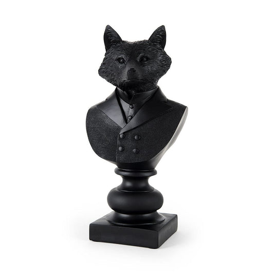 Mercana - Murray 6.0L x 4.5W x 13.0H Black Painted Resin Fox in a Suit Bust - 69287 view 1