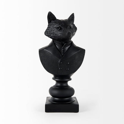 Mercana - Murray 6.0L x 4.5W x 13.0H Black Painted Resin Fox in a Suit Bust - 69287 view 2