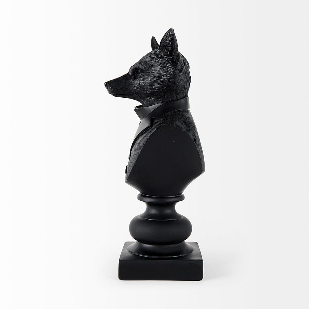 Mercana - Murray 6.0L x 4.5W x 13.0H Black Painted Resin Fox in a Suit Bust - 69287 view 3