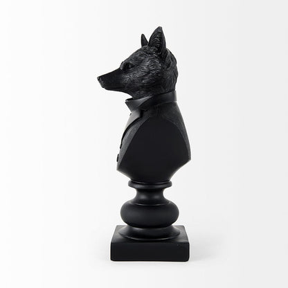 Mercana - Murray 6.0L x 4.5W x 13.0H Black Painted Resin Fox in a Suit Bust - 69287 view 3