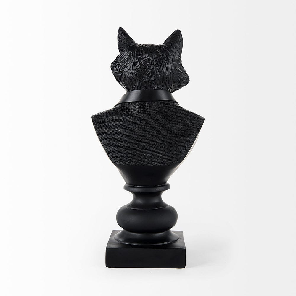 Mercana - Murray 6.0L x 4.5W x 13.0H Black Painted Resin Fox in a Suit Bust - 69287 view 4