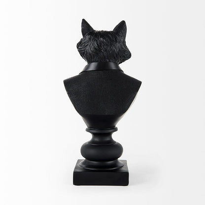 Mercana - Murray 6.0L x 4.5W x 13.0H Black Painted Resin Fox in a Suit Bust - 69287 view 4