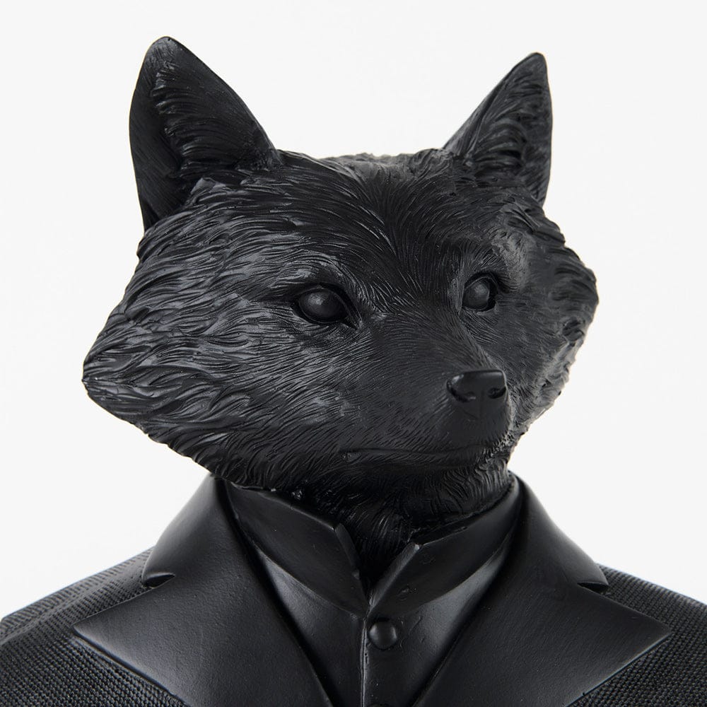 Mercana - Murray 6.0L x 4.5W x 13.0H Black Painted Resin Fox in a Suit Bust - 69287 view 5