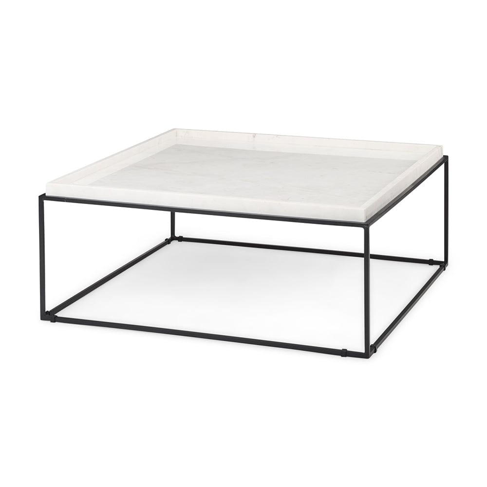 Mercana - Nathan 36"x36" Square White Marble Top Black Metal Base Coffee Table - 68842-AB_CLOSEOUT view 1