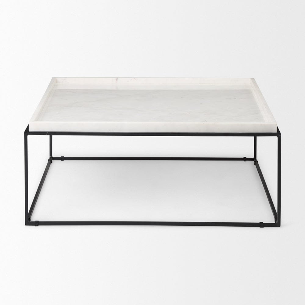 Mercana - Nathan 36"x36" Square White Marble Top Black Metal Base Coffee Table - 68842-AB_CLOSEOUT view 2