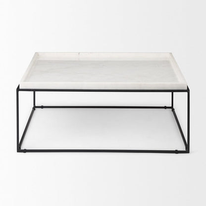 Mercana - Nathan 36"x36" Square White Marble Top Black Metal Base Coffee Table - 68842-AB_CLOSEOUT view 2