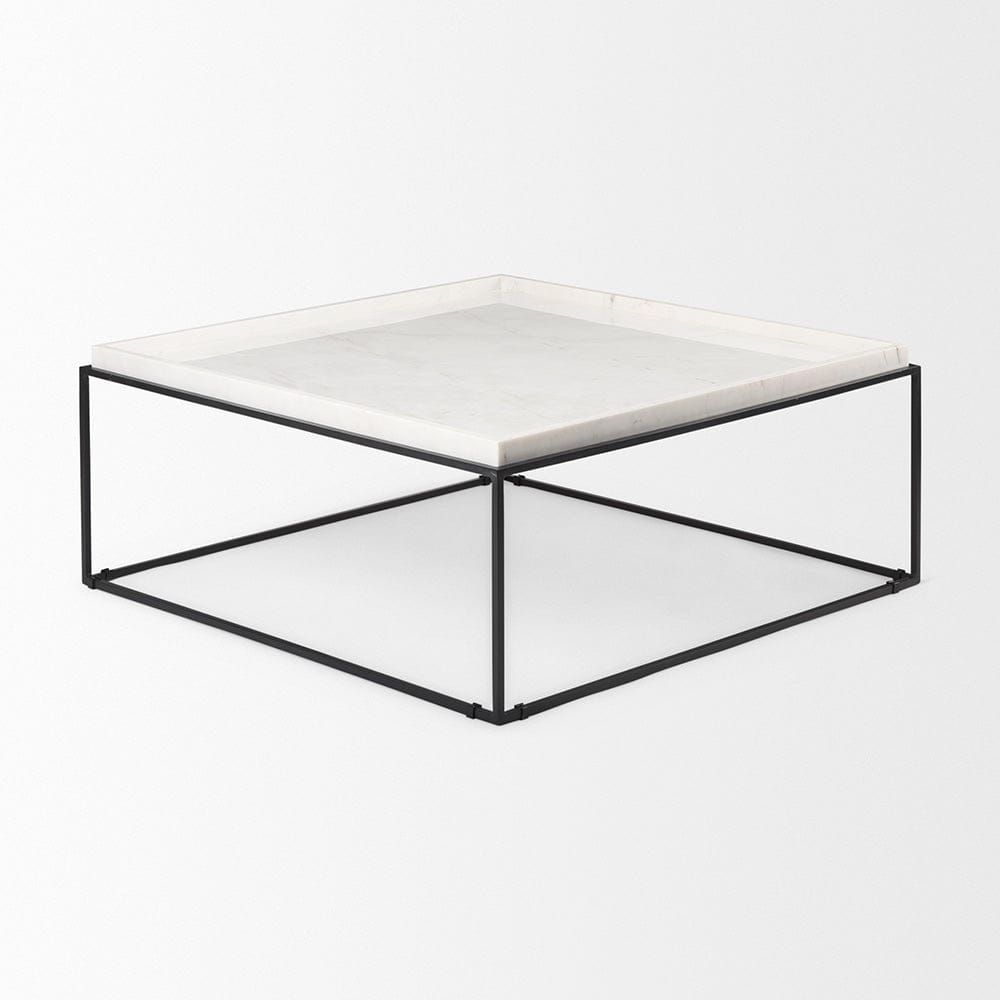 Mercana - Nathan 36"x36" Square White Marble Top Black Metal Base Coffee Table - 68842-AB_CLOSEOUT view 3