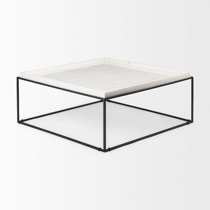 Mercana - Nathan 36"x36" Square White Marble Top Black Metal Base Coffee Table - 68842-AB_CLOSEOUT view 3