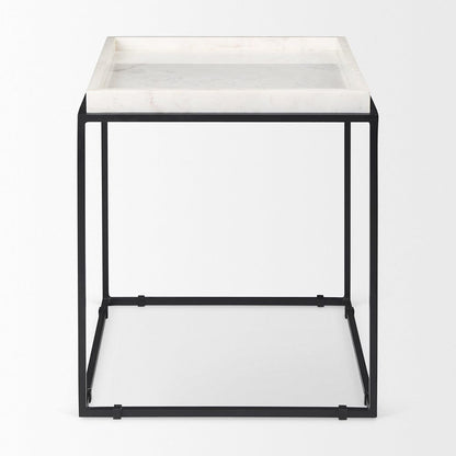 Mercana - Nathan II 18" x 20" Square Top White Marble and Black Metal End/Side Table - 68843-AB_CLOSEOUT view 2