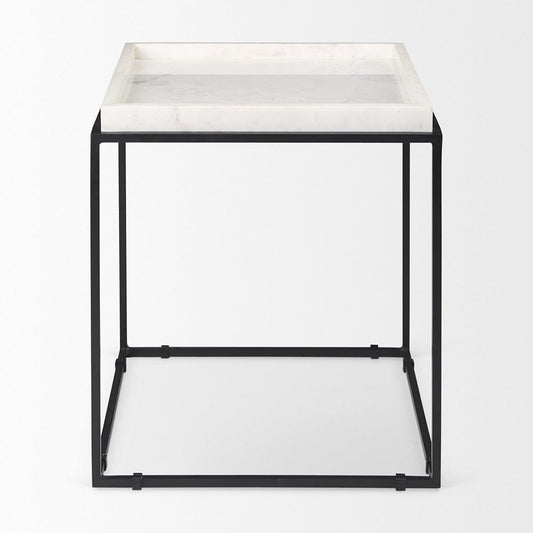 Mercana - Nathan II 18" x 20" Square Top White Marble and Black Metal End/Side Table - 68843-AB_CLOSEOUT view 2