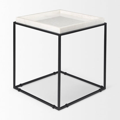 Mercana - Nathan II 18" x 20" Square Top White Marble and Black Metal End/Side Table - 68843-AB_CLOSEOUT view 3