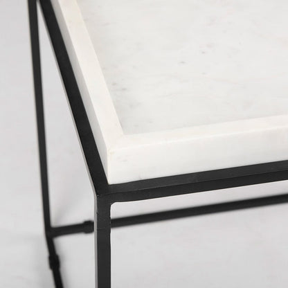 Mercana - Nathan II 18" x 20" Square Top White Marble and Black Metal End/Side Table - 68843-AB_CLOSEOUT view 6