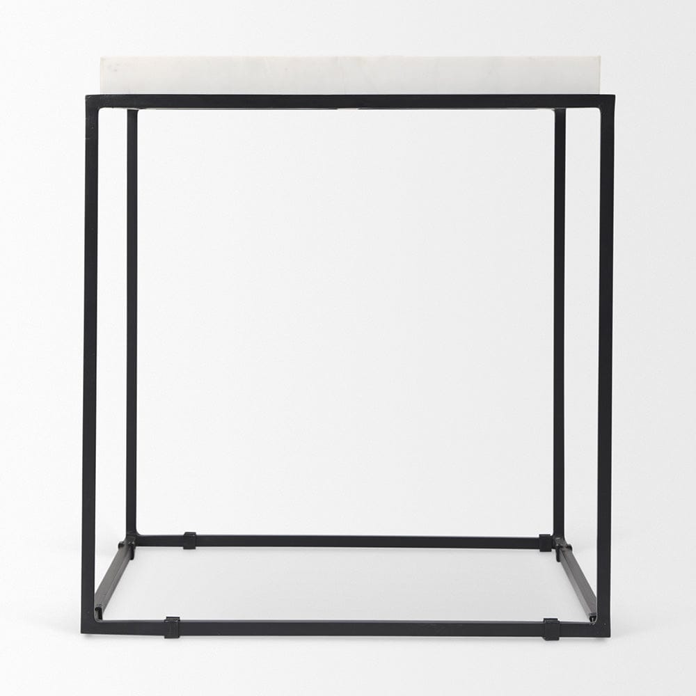 Mercana - Nathan II 18" x 20" Square Top White Marble and Black Metal End/Side Table - 68843-AB_CLOSEOUT view 8