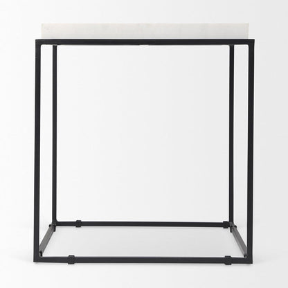 Mercana - Nathan II 18" x 20" Square Top White Marble and Black Metal End/Side Table - 68843-AB_CLOSEOUT view 8