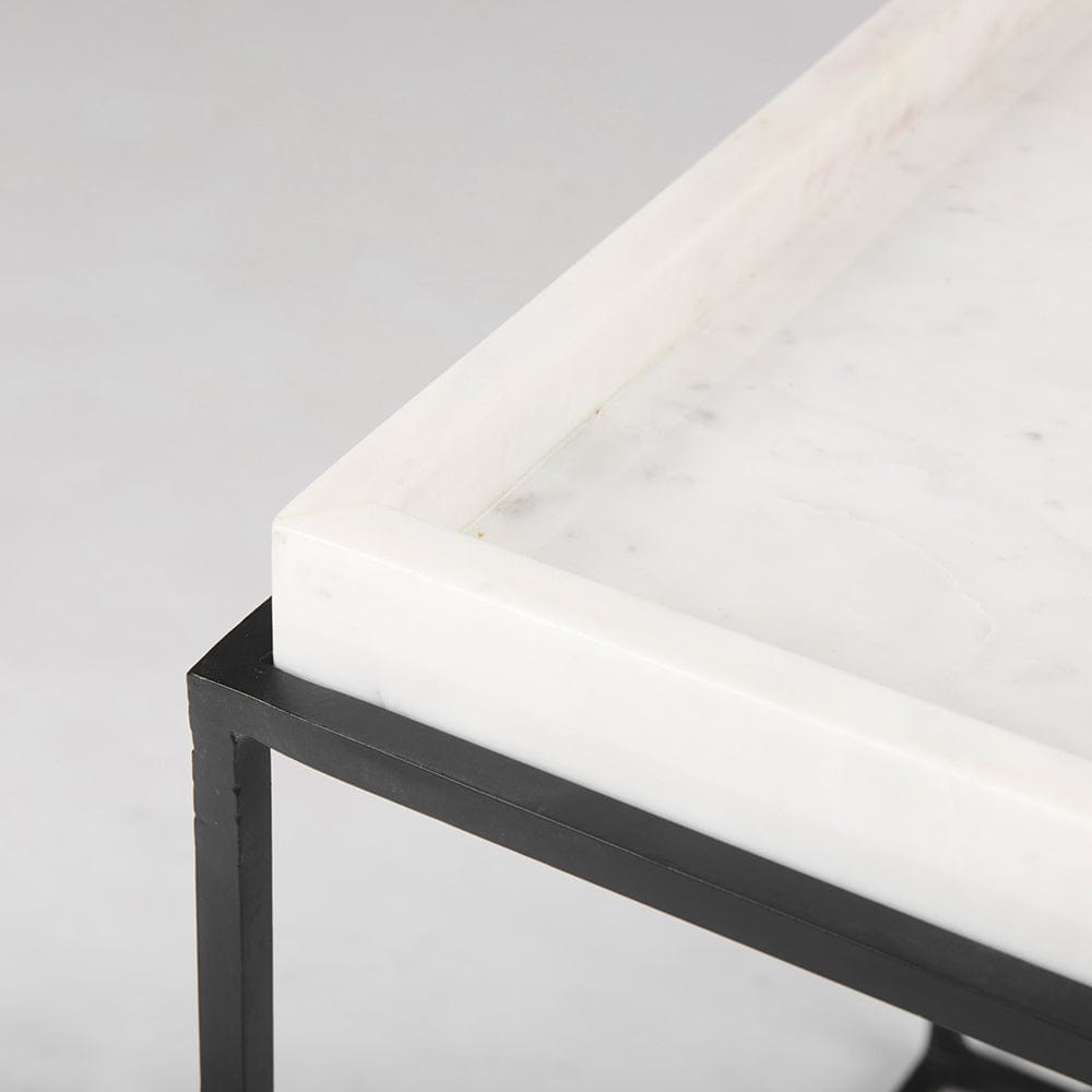 Mercana - Nathan II 18" x 20" Square Top White Marble and Black Metal End/Side Table - 68843-AB_CLOSEOUT view 9