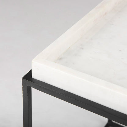 Mercana - Nathan II 18" x 20" Square Top White Marble and Black Metal End/Side Table - 68843-AB_CLOSEOUT view 9