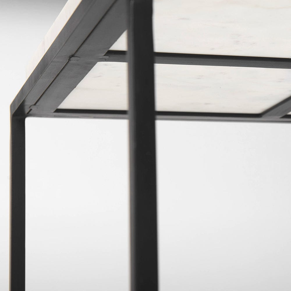 Mercana - Nathan II 18" x 20" Square Top White Marble and Black Metal End/Side Table - 68843-AB_CLOSEOUT view 10