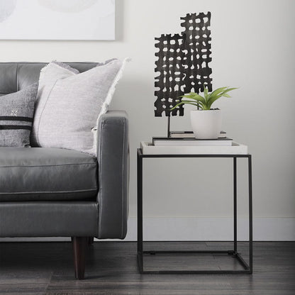 Mercana - Nathan II 18" x 20" Square Top White Marble and Black Metal End/Side Table - 68843-AB_CLOSEOUT view 14