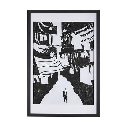 Mercana - National Laundry Day by Mercana Studio Hand Embellished Textured Framed Art Print Matted under Glass - 14695 view 1