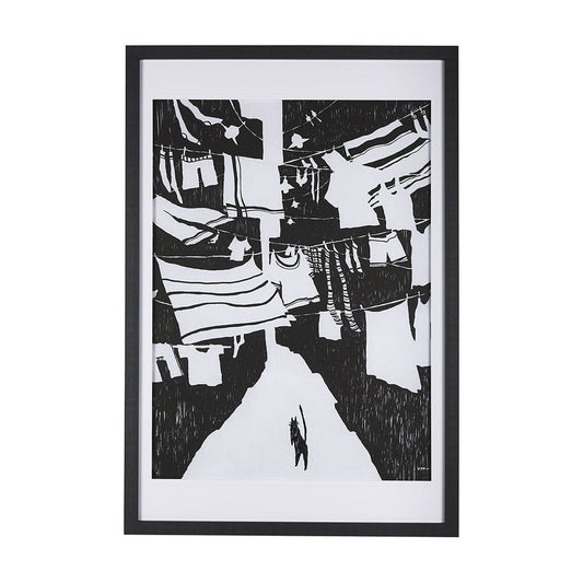 Mercana - National Laundry Day by Mercana Studio Hand Embellished Textured Framed Art Print Matted under Glass - 14695 view 1