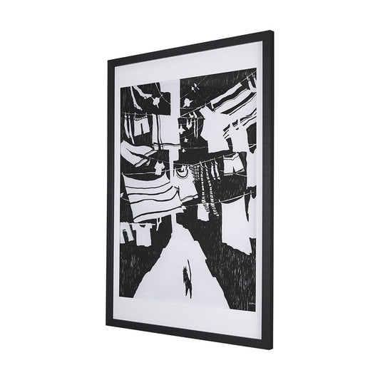 Mercana - National Laundry Day by Mercana Studio Hand Embellished Textured Framed Art Print Matted under Glass - 14695 view 2