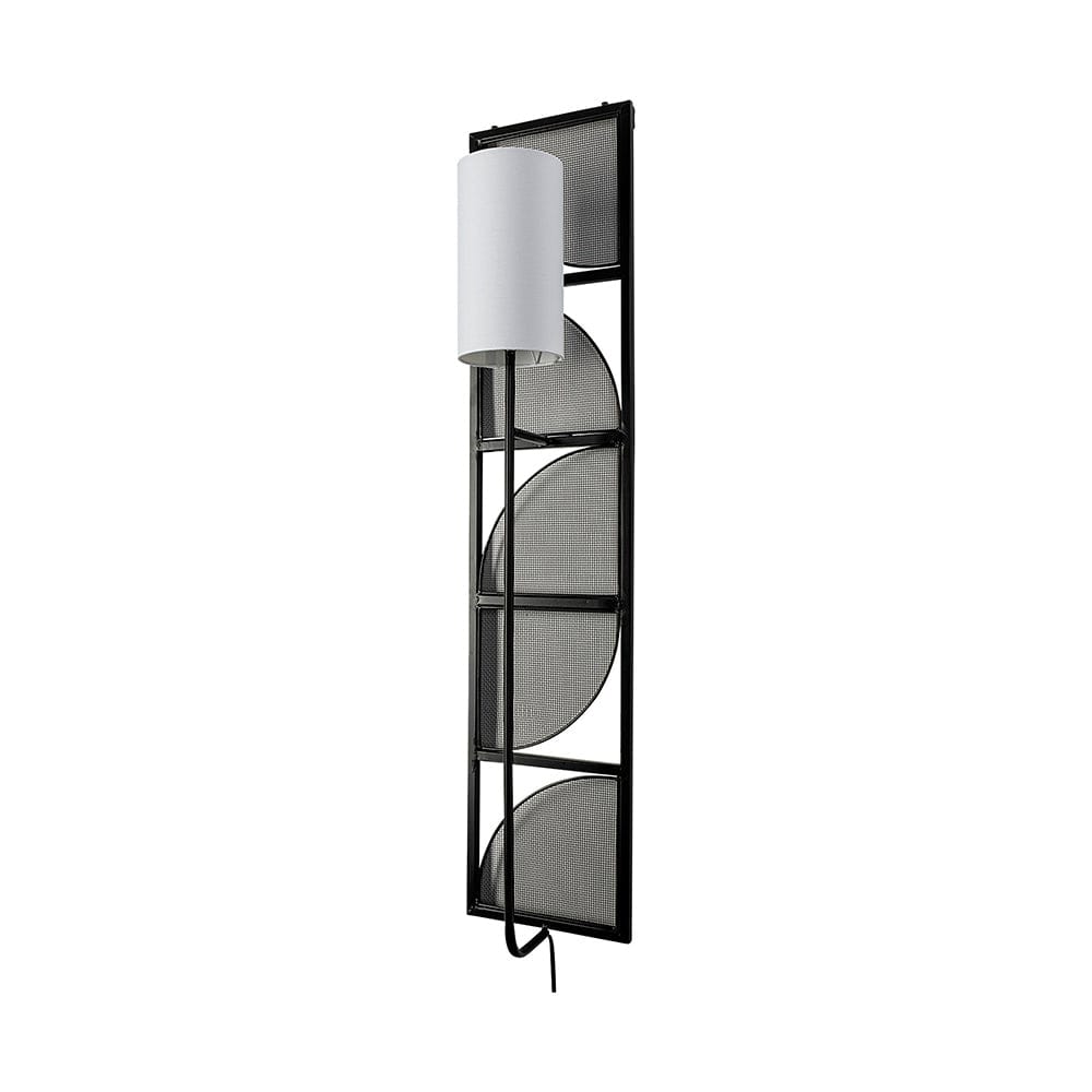 Mercana - Navin 10x46.5 Black Metal Body White Fabric Shade Rectangular Wall Sconce - 68985-AB view 1