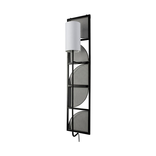 Mercana - Navin 10x46.5 Black Metal Body White Fabric Shade Rectangular Wall Sconce - 68985-AB view 1