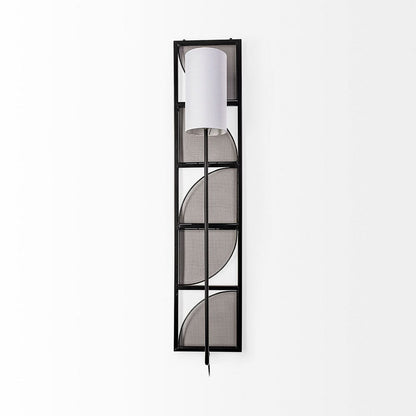 Mercana - Navin 10x46.5 Black Metal Body White Fabric Shade Rectangular Wall Sconce - 68985-AB view 2
