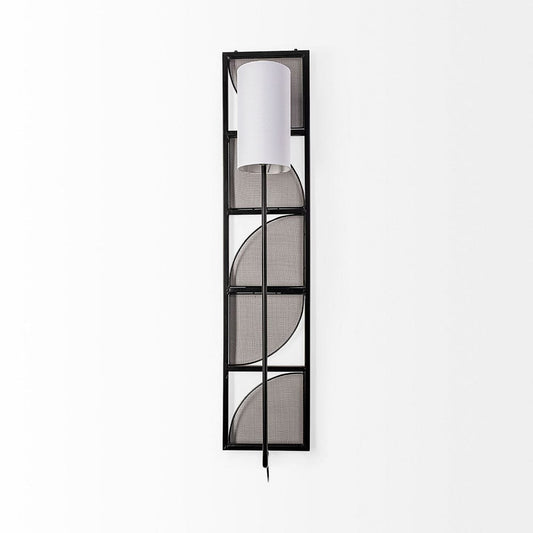 Mercana - Navin 10x46.5 Black Metal Body White Fabric Shade Rectangular Wall Sconce - 68985-AB view 2