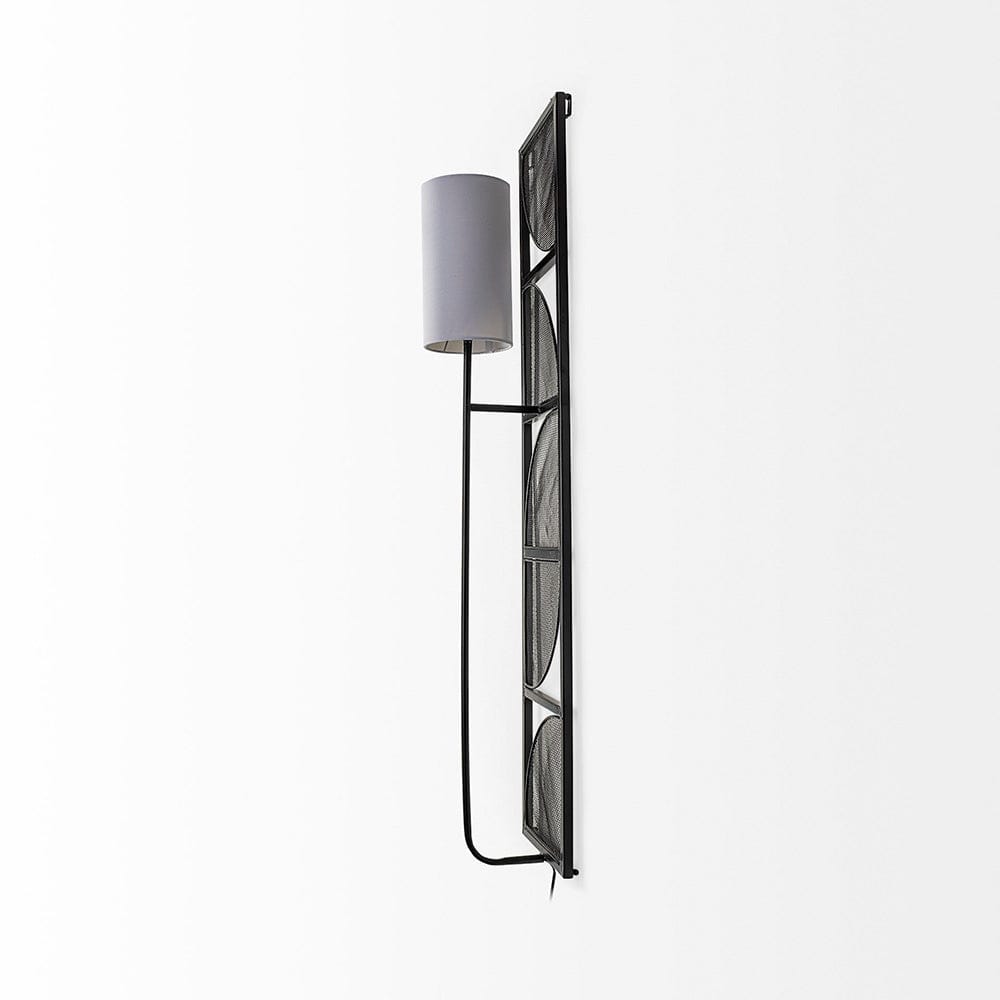 Mercana - Navin 10x46.5 Black Metal Body White Fabric Shade Rectangular Wall Sconce - 68985-AB view 3