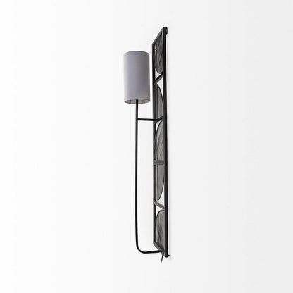 Mercana - Navin 10x46.5 Black Metal Body White Fabric Shade Rectangular Wall Sconce - 68985-AB view 3