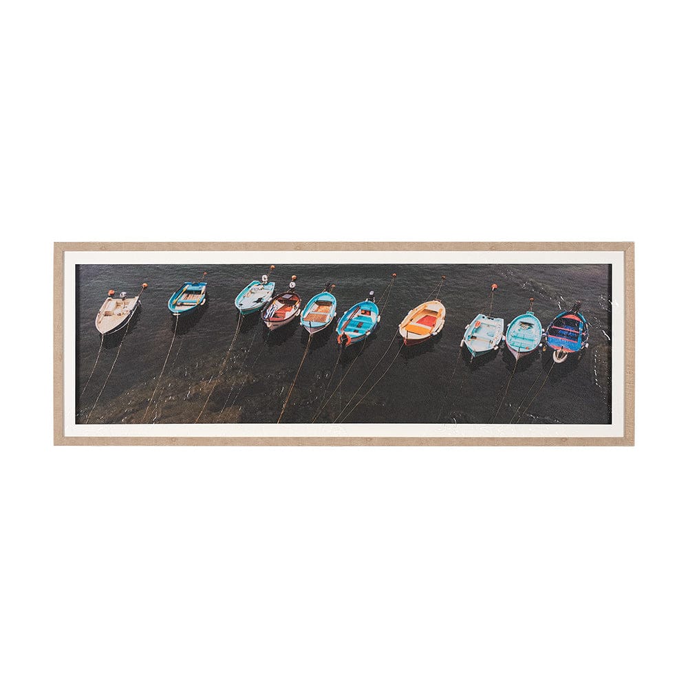 Mercana - Neatly Moored by Mercana Studio a Hand Embellished Textured Framed Art Print Matted under Glass - 15174 view 1