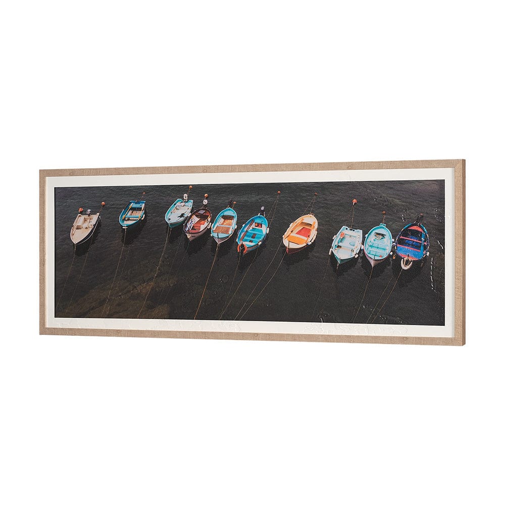 Mercana - Neatly Moored by Mercana Studio a Hand Embellished Textured Framed Art Print Matted under Glass - 15174 view 2