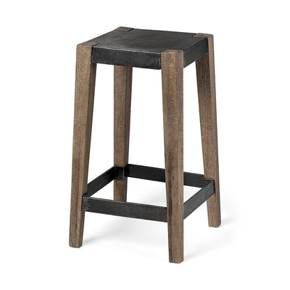 Mercana - Nell 26" Seat Height Black Metal Seat & Foot Rest With Brown Wood Legs Stool - 50507 view 1