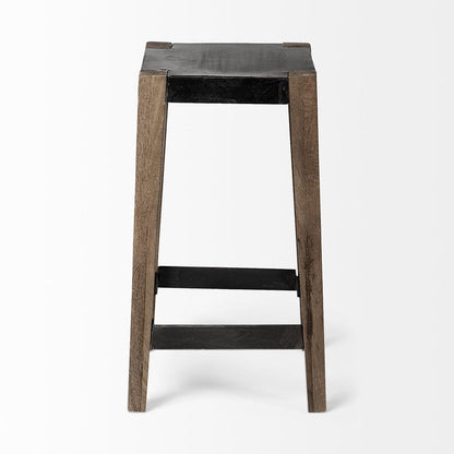 Mercana - Nell 26" Seat Height Black Metal Seat & Foot Rest With Brown Wood Legs Stool - 50507 view 3