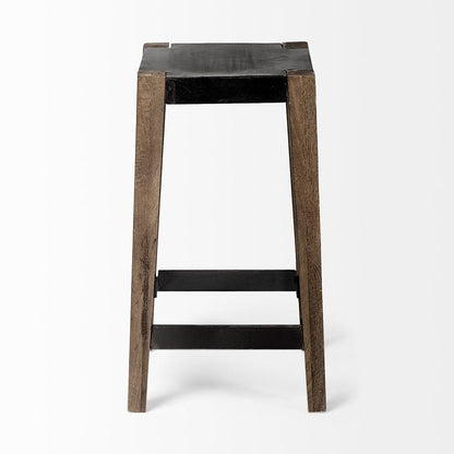 Mercana - Nell 26" Seat Height Black Metal Seat & Foot Rest With Brown Wood Legs Stool - 50507 view 4