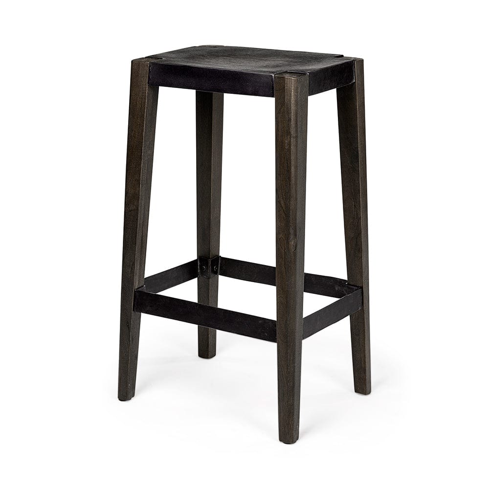 Mercana - Nell 30" Seat Height Black Metal Seat & Foot Rest With Black Wood Legs Stool - 69007 view 1